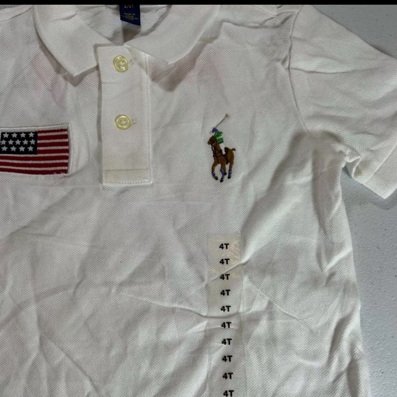 New New Polo Ralph Lauren White USA Polo Sz 4 / 4T boys - Picture 4 of 10